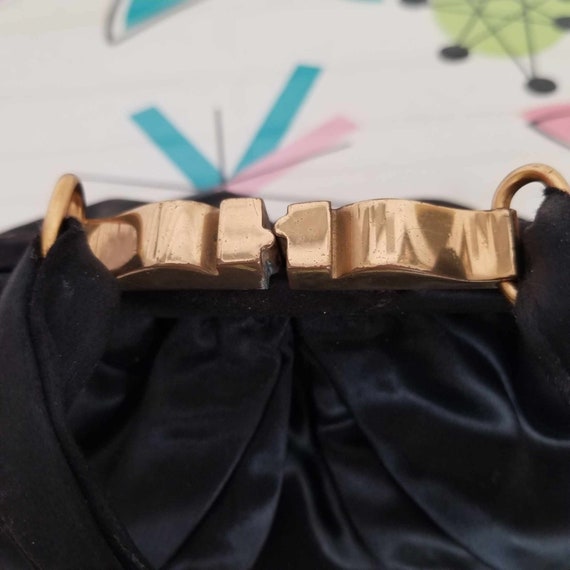 1950's Black Silk Satin Evening Purse!! - image 3