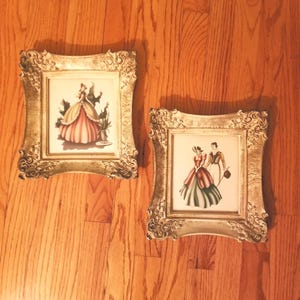 1950&#39;s Authentic Boudoir Ceramic Victorian Wall Art Pair!