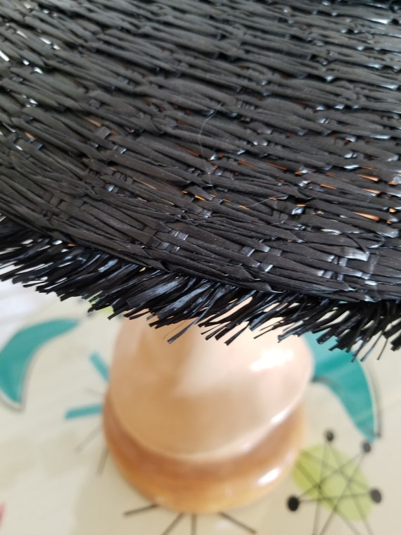 NEW!! 1950's Black Raffia Weave Summer/Fall Hat! … - image 6