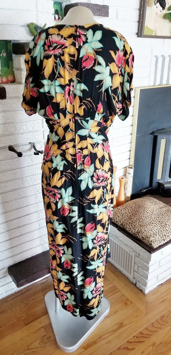 Retro Rayon Tropical Party Gown!! size 14 - image 5