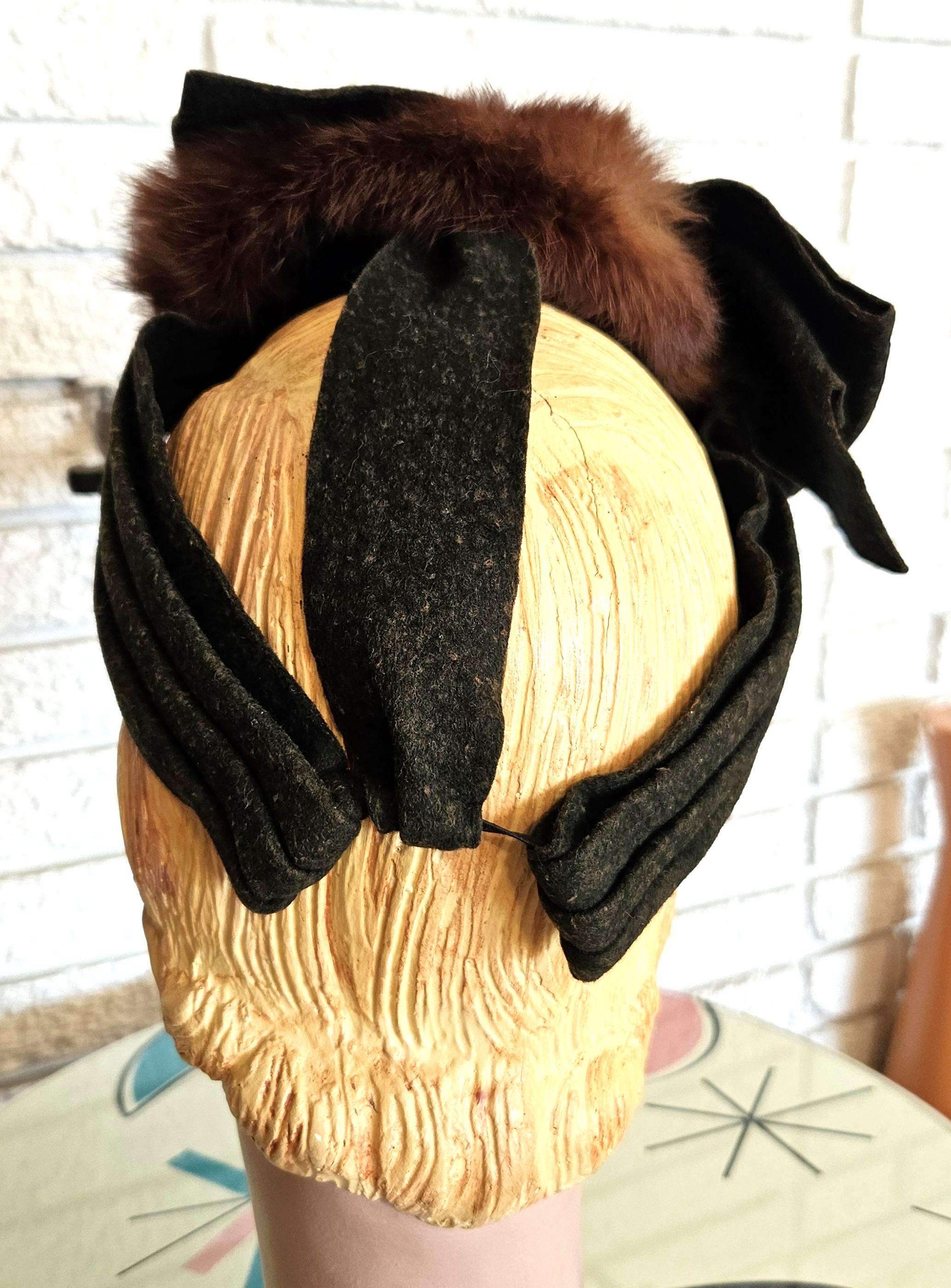 1940’s mink hat w suede bow 40 main image 4