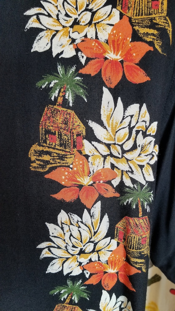 Retro Mens Hawaiian Rayon Short Sleeve Shirt! Sz … - image 2