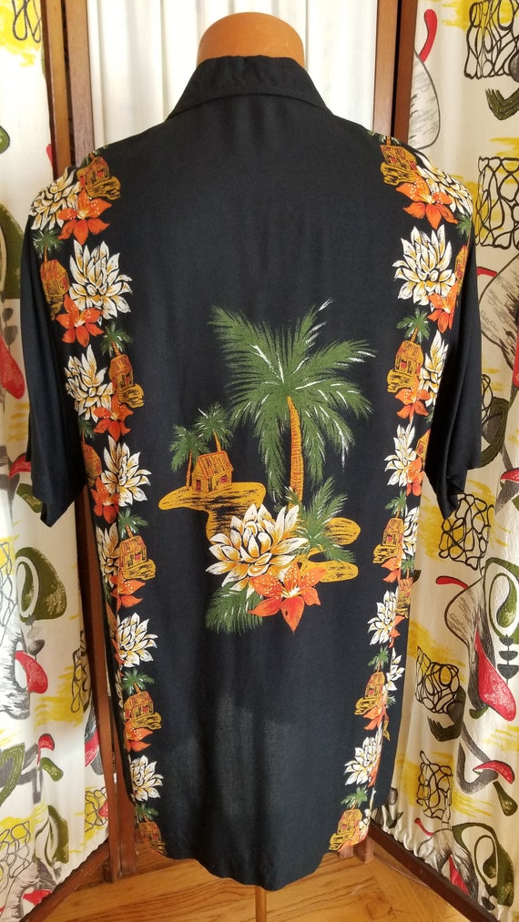 Retro Mens Hawaiian Rayon Short Sleeve Shirt! Sz … - image 4