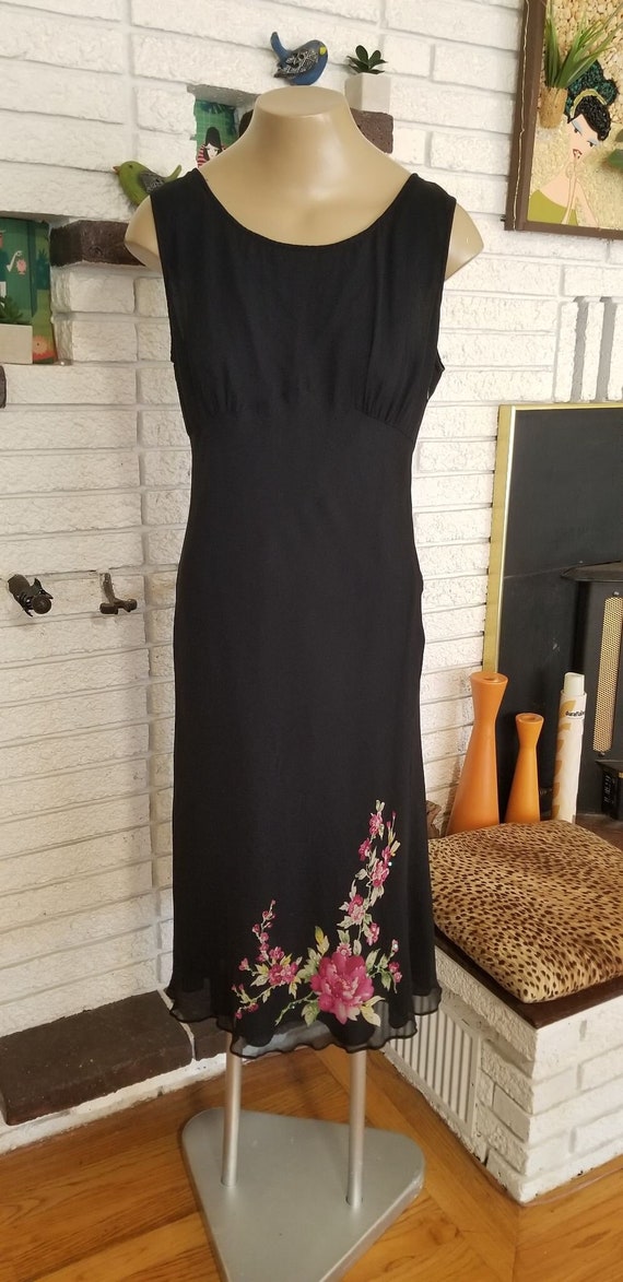 Retro 1930's Black Crepe' Party Dress! Size 12 - image 1