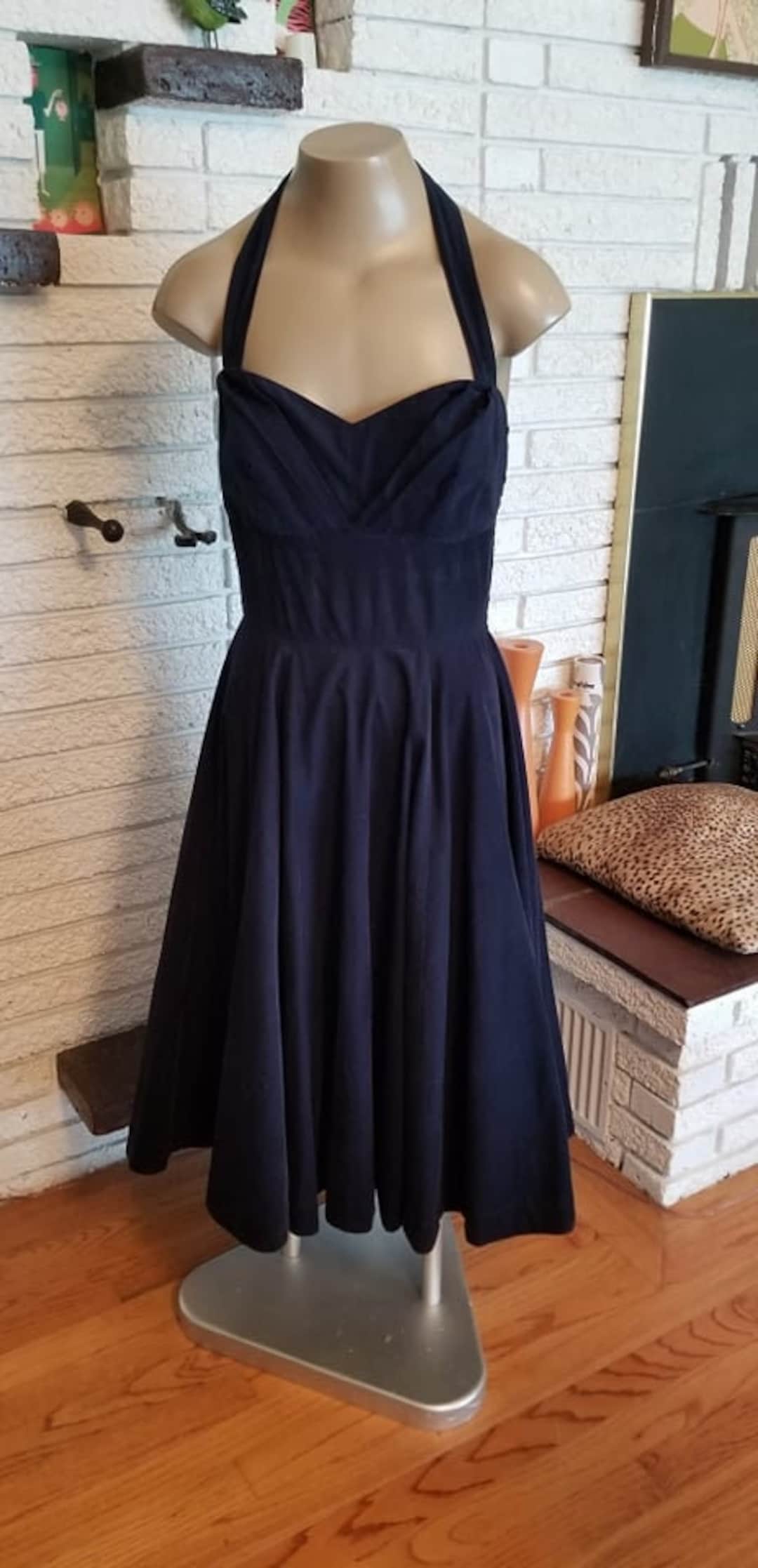 Retro "girls From Savoy" Soft Cordory Hulter Full Skirt Dress in Navy! Sz  12 - Etsy Australia