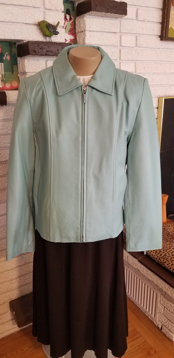 NEW!! Retro Ladies Leather Short Jacket in Mint! "