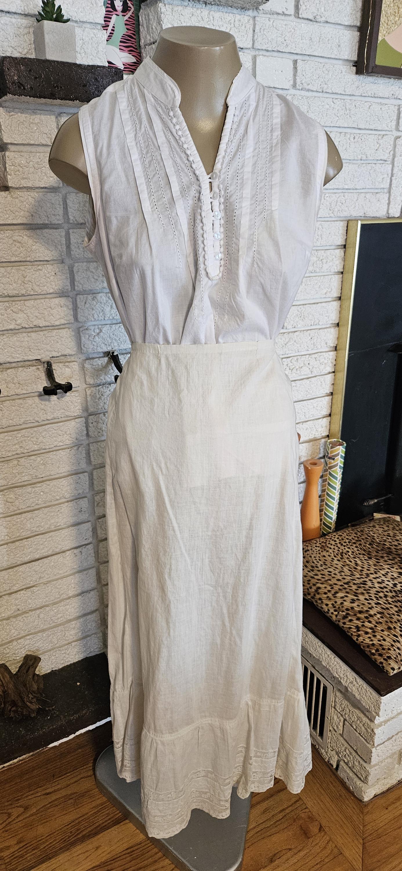 NEW!! 1900's Cream Cotton Full Length Under Slip for Victorian Wares! Size 14