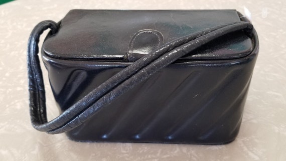 1950s Navy Leather Box Purse!!