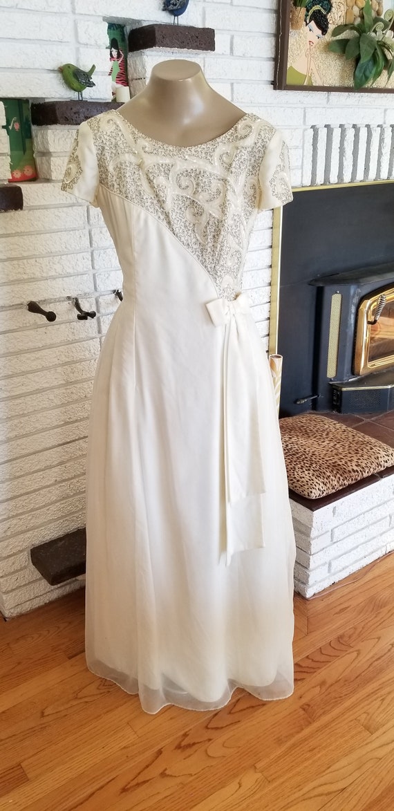 1950's Winter Formal in Cream with cord and Sequin