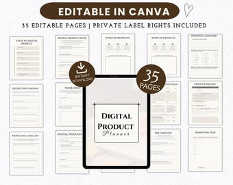 PLR-Planer für digitale Produkte, Arbeitsbuch für digitale Unternehmen, Etsy-Verkäuferplaner, Planer für Unternehmensgründungen