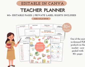 Editable Canva Teacher Planner Bundle | 2026-2027 Classroom Organizer (PLR)