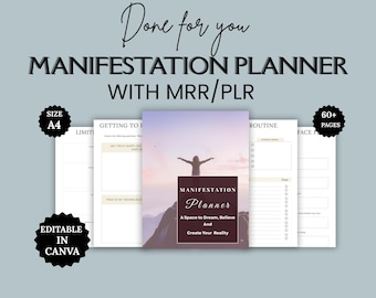 Manifestationsplaner | Dankbarkeitstagebuch | Selbstfürsorge-Tagebuch zum Ausdrucken | Canva-Vorlage | MRR/PLR