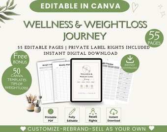 Wellness- und Abnehmplaner | Fitness-, Ernährungs-, Trainings- und Gewohnheitstracker (ausfüllbares PDF)