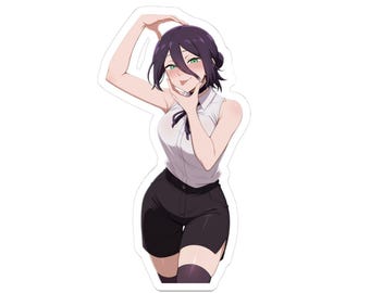 Playful Chaisaw Waifu Anime Girl Kiss-Cut Sticker | Laptop Vinyl Die-Cut