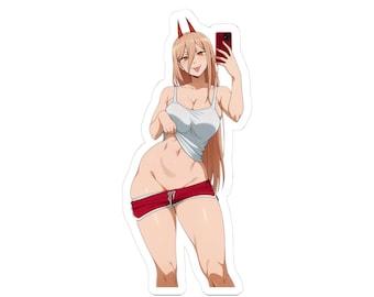 Power Waifu Anime Girl Selfie Sticker | Kiss-Cut Sticker