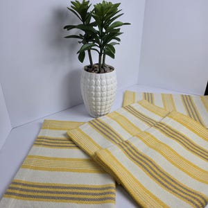 Vintage Crate & Barrel Placemats – Striped Yellow Table Setting (Set of 4)