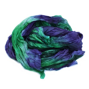 green scarf, blue silk scarf - Algae  -  grass green, navy blue, light grey silk scarf.