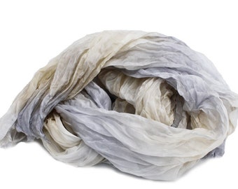 grey silk scarf - Paris -  ecru, cream, beige, light grey, grey silk scarf.