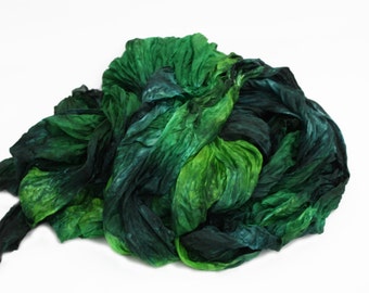 green scarf, green silk scarf - Northern Spruce -  dark green, light green silk scarf.