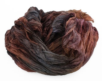 brown silk scarf - Chocolate Love -  brown, cognac, grey silk scarf.