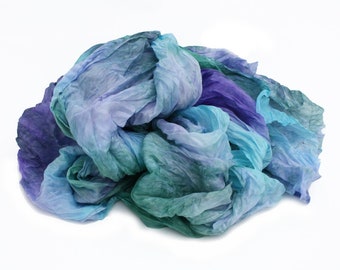 purple scarf - Spring day -  purple, green, blue, violet silk scarf.