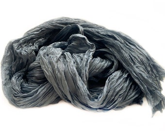 long silk scarf - March willow - gift for her,  gray, dark grey silk scarf.