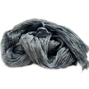 long silk scarf - March willow - gift for her,  gray, dark grey silk scarf.