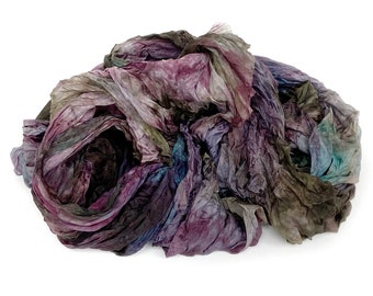 handdyed silk scarf - Northern lights - purple, green, burgundy, turquoise silk scarf