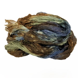 purple silk scarf - Blue Mountain Chalet -  brown, blue-purple, green silk scarf.