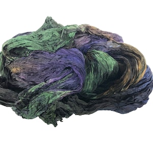 brown silk scarf - Shadowy lady -  brown, green, purple silk scarf.