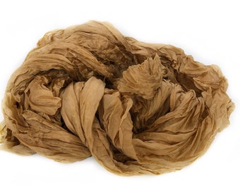 brown silk scarf - Milky tea - light brown, brown silk scarf.