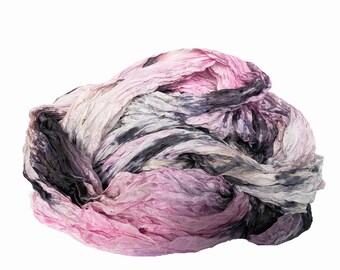 pink silk scarf - Rose Imagination - pink, black, grey, beige silk scarf.