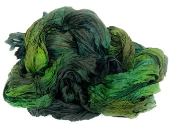 green silk scarf - Forest lake - green, brown, dark green silk scarf