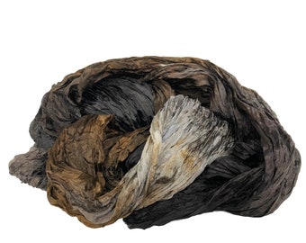grey silk scarf -  Albion - dark grey, light grey, brown silk scarf.