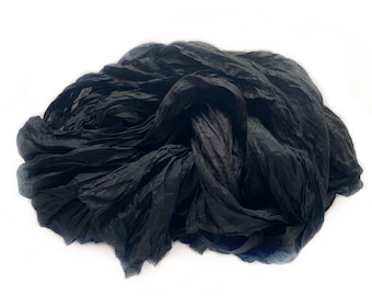 black silk scarf -  Obsidian - black silk scarf.