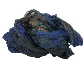 dark blue silk scarf - Grand Duke  -  dark brown, dark green,  blue silk scarf.