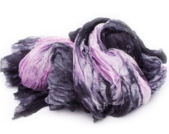 pink silk scarf -  Ash Rose - pink, black, grey silk scarf.