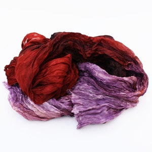 foulard en soie violette - Moment surréaliste - marron, terracota, violet, foulard en soie lavande.