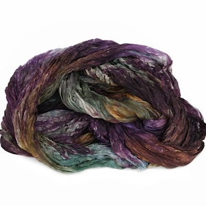 brown silk scarf -  Forest Hills -  brown, purple, green, grey silk scarf.