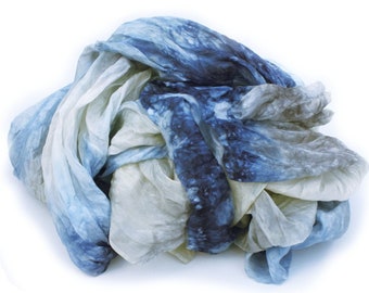 blue silk scarf - Chloe -  beige, ecru, grey, blue, light blue silk scarf.