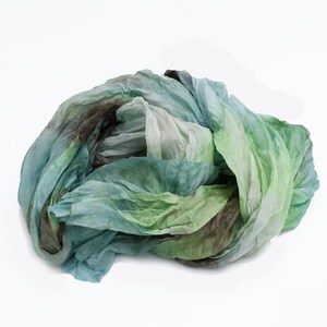 green silk scarf - Sea Glass -  light green, light blue, brown, cream silk scarf.