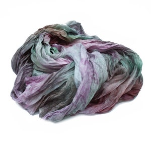scarves, scarf, silk scarf - Amnesia - pink, brown, green, lavender silk ruffled scarf.