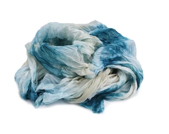blue silk scarf - Baltic Wind - beige, ecru,turquoise, blue, light blue silk scarf.
