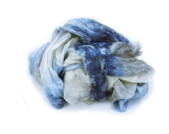 blue silk scarf - Chloe - beige, ecru, grey, blue, light blue silk scarf.