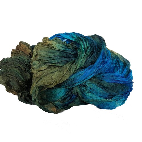 foulard en soie bleue - Vacances sur l’île - écharpe en soie bleue, verte, olive, turquoise.