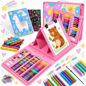 217-Piece Kids Art Set, Drawing Supplies Kit with Colored Pencils, Crayons, Watercolor Paint, Oil Pastels, Gift for Girls Boys Ages 4-8