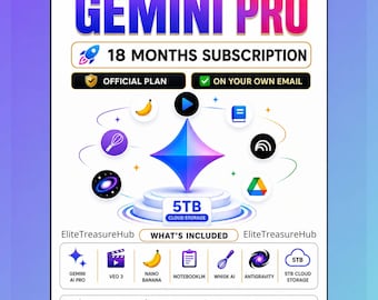 Suscripción Gemini Pro de 18 meses, 100% garantizada, enlace de canje, VEO3, Wisk, NotebookLM, Antigravity, 5 TB de almacenamiento en la nube, activación oficial.