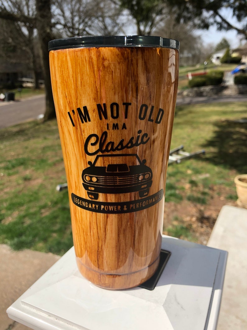 Wood Grain Tumbler Men's Tumbler Classic Car Tumbler Dad Etsy