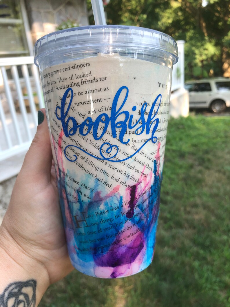 Bookish Tumbler Watercolor Tumbler Book Lover Tumbler Book Etsy