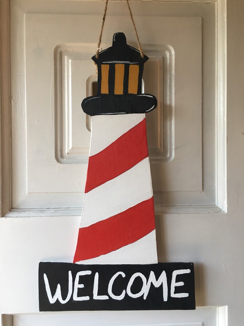 Lighthouse Door Hanger Nautical Wooden Door Hanger Lighthouse Etsy